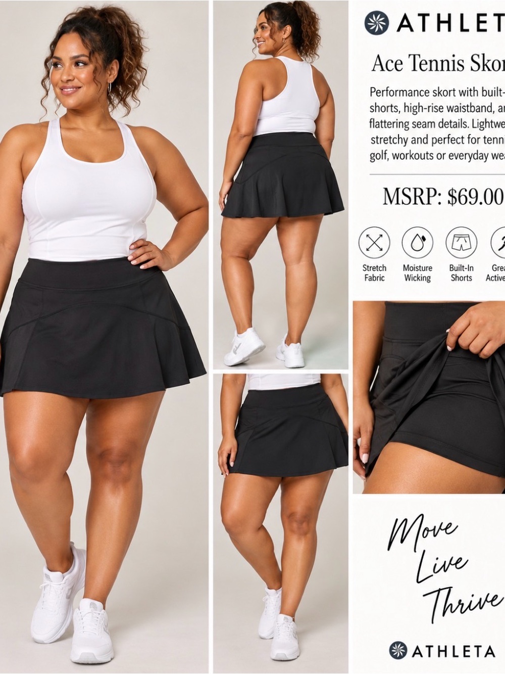 Athleta Black Circle Skort – Women's Active Tennis Skirt